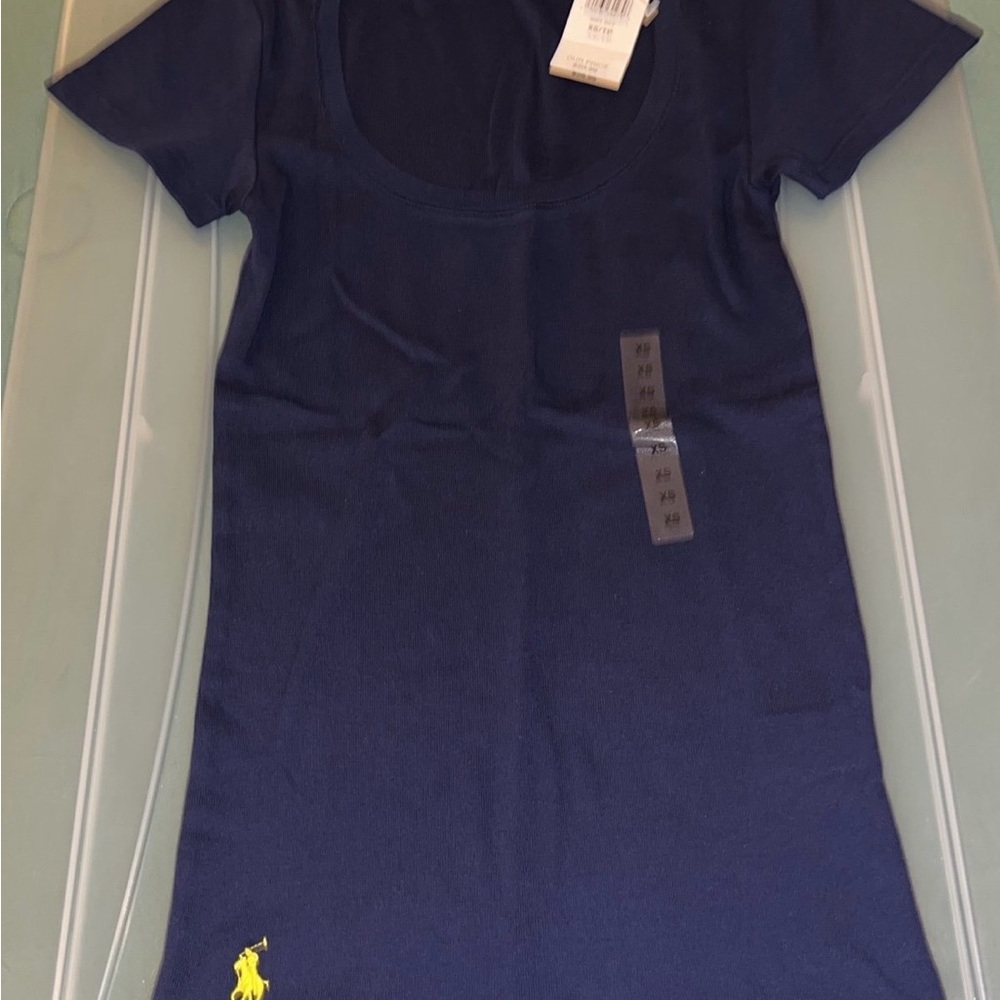 Ralph Lauren Polo Navy Tee with Yellow Accents - Picture 1 of 5